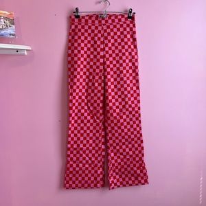 Beginning Boutique pink checkered pants size L